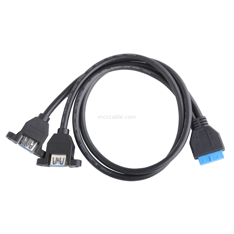 USB 3.0 Front-Panel-Motherboard 19/20-Pin-Kabel zum USB-Frauen-Splitter-Adapter-Erweiterungsteil