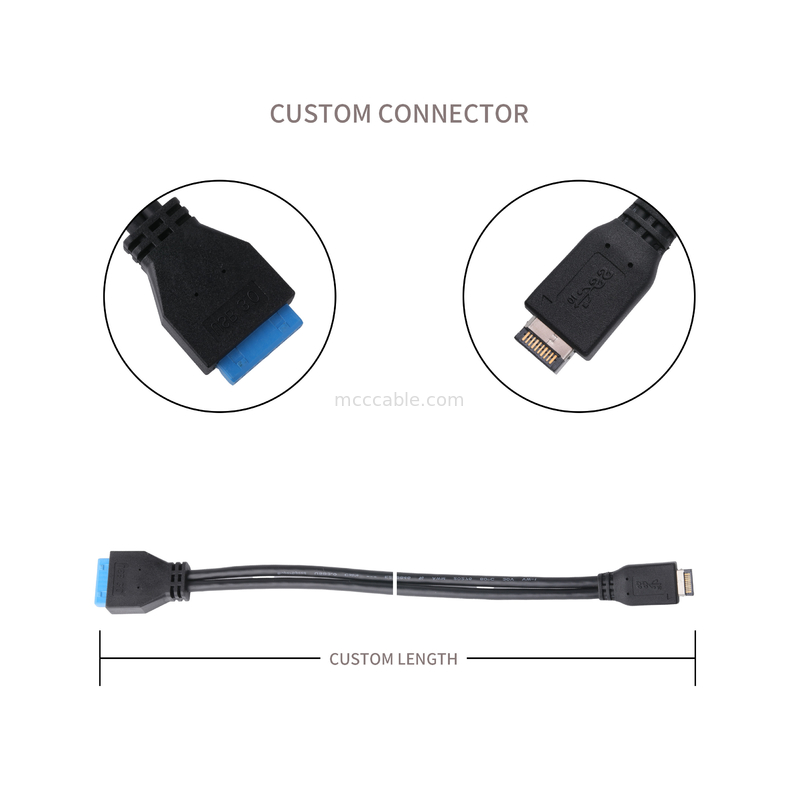 Computer-Mutterplatten-Stromkabel USB 3.1 Typ-E Männlich bis IDC20P Männlich Adapterkabel 20-Pin-Verlängerungskabel