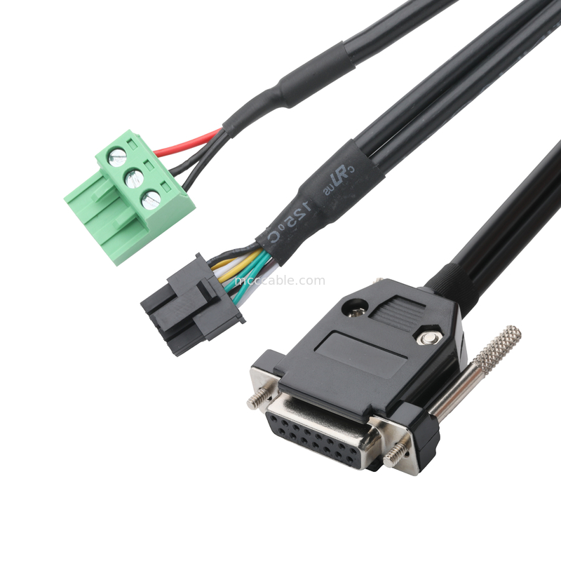 angepasste industrielle Kabelanschlüsse DB-15P weiblich bis HSG 43025-0800 Abstand 3,0 mm und 691352710003 Abstand 5,8 mm