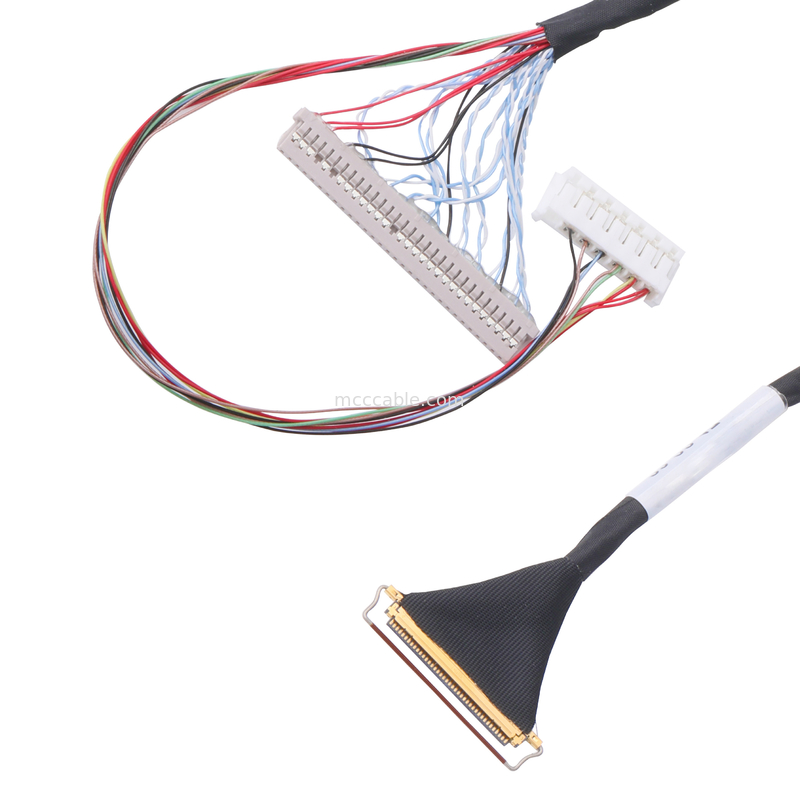 Neigung Pin Lvds Cable Assemblys 0.5mm der Gewohnheits-40 horizontale fügende Art mikro-Koaxialverbindungsstück lcd-lvds Kabels