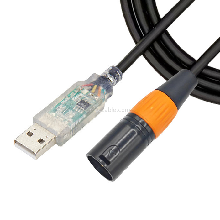 USB auf DMX512-Stufe dreikernes XLR-Männchen-Beleuchtungssignalekabel-Kabel für die Steuerung des Lichtstrahlmischers