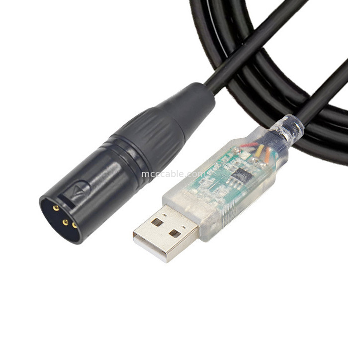 USB auf DMX512-Stufe dreikernes XLR-Männchen-Beleuchtungssignalekabel-Kabel für die Steuerung des Lichtstrahlmischers