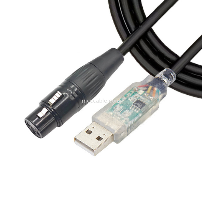 USB auf DMX512-Stufe dreikernes XLR-Männchen-Beleuchtungssignalekabel-Kabel für die Steuerung des Lichtstrahlmischers