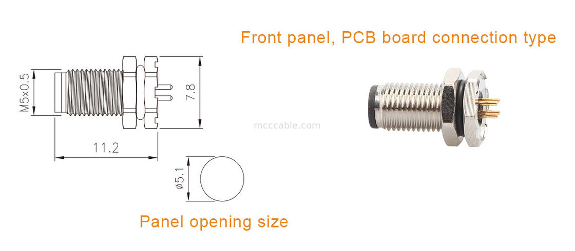 Kreisförmiger Stecker M5 Code-A Wasserdichte Serie Panel Flansche PCB Männliche Steckdose Unterstützung 3-Kern und 4-Kern Anpassung IP67