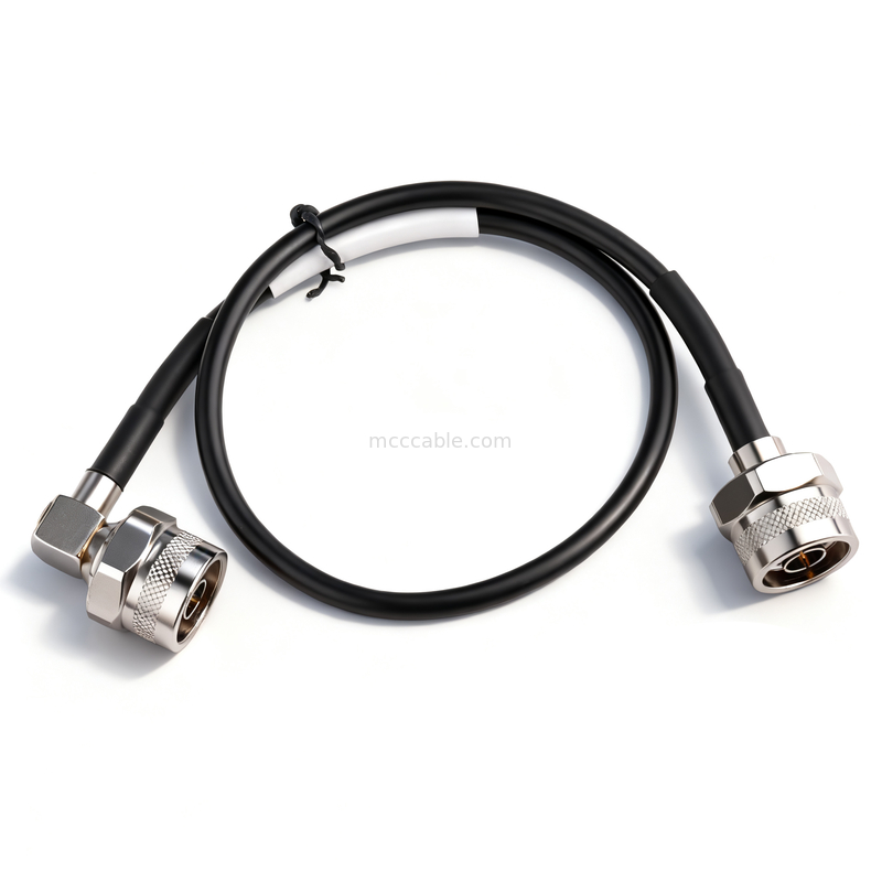 N Male to Right Angle N Male Coaxial Cable – LMR-195 Low Loss RF Cable