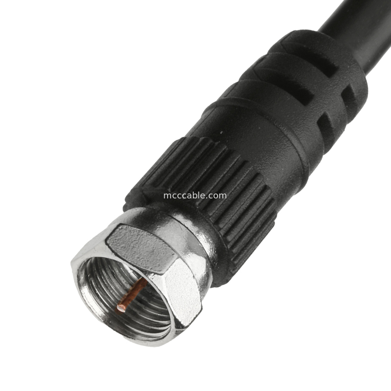 Dual F59 Male Coaxial Cable - RG59/U 75 Ohm Black Shielded A/V Cable