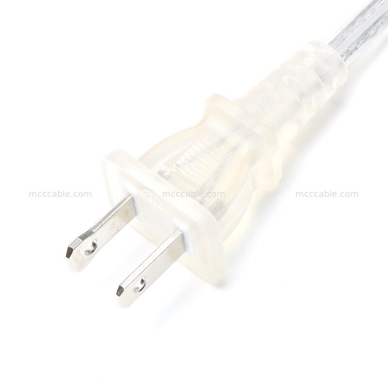 Maßgeschneiderte transparente, polarisierte, zweipolige Netzkabelbaugruppe mit 18 AWG SPT-2-Kabel