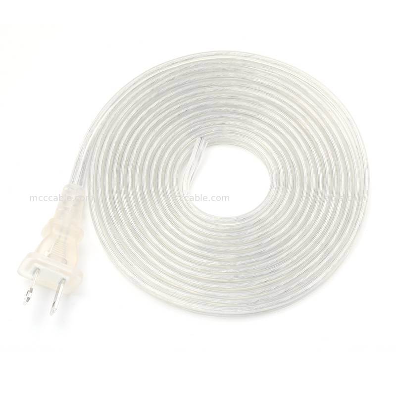 Maßgeschneiderte transparente, polarisierte, zweipolige Netzkabelbaugruppe mit 18 AWG SPT-2-Kabel