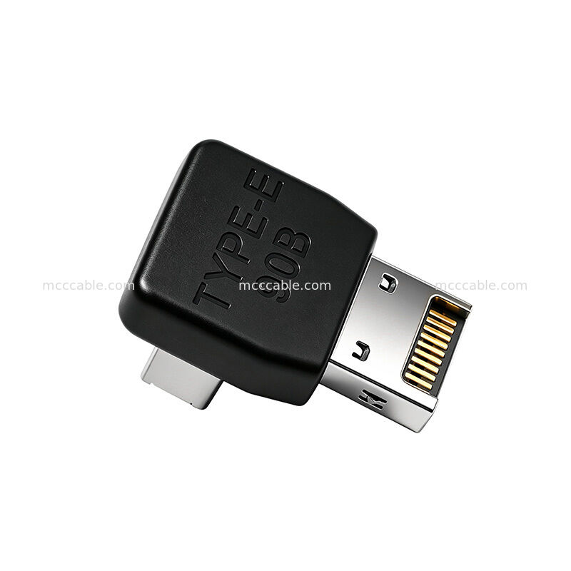 90-Degree Type-E to USB-A Adapter 10Gbps Right Angle Unibody Shell for PC Motherboard