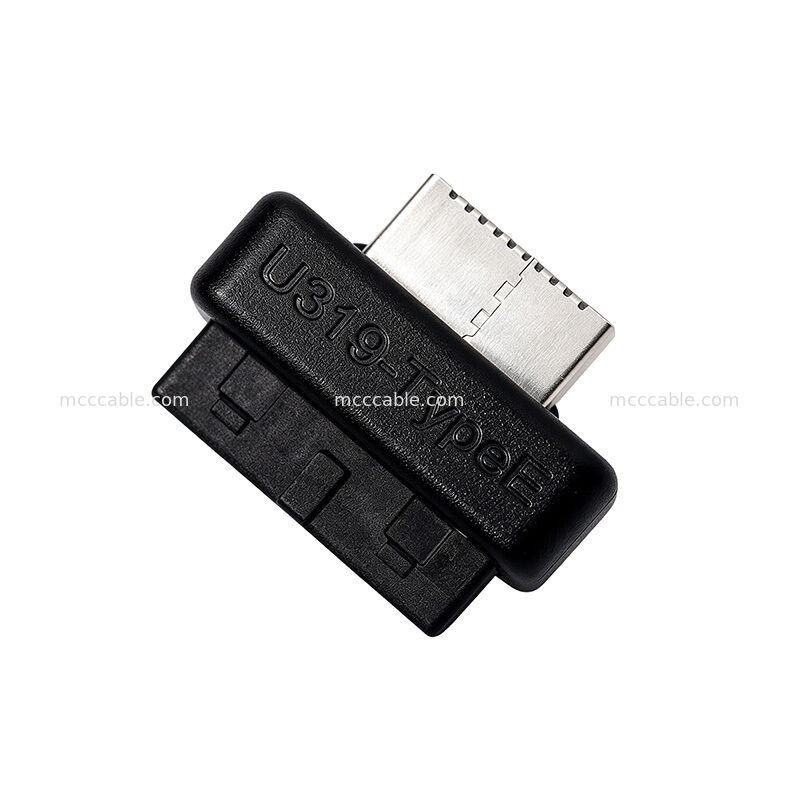 USB 3.0 19 Pin to Vertical USB Type E Front Panel Adapter Molded One Piece Construction